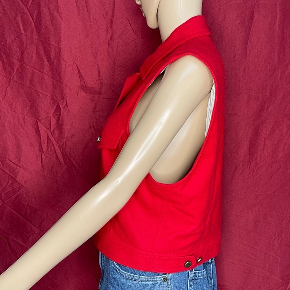 Vintage 90's Liz Claiborne Lizwear Red Wool Blend Vest Size Small - Picture 3 of 6